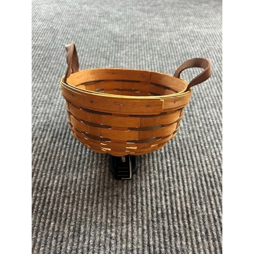 Longaberger 1994 Heartland Button Basket with Leather Loop Handles